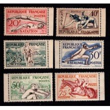 1953 - Frankrig - AFA 986-91 - Frimærker - Sportsudgave - Komplet sæt - Postfrisk.